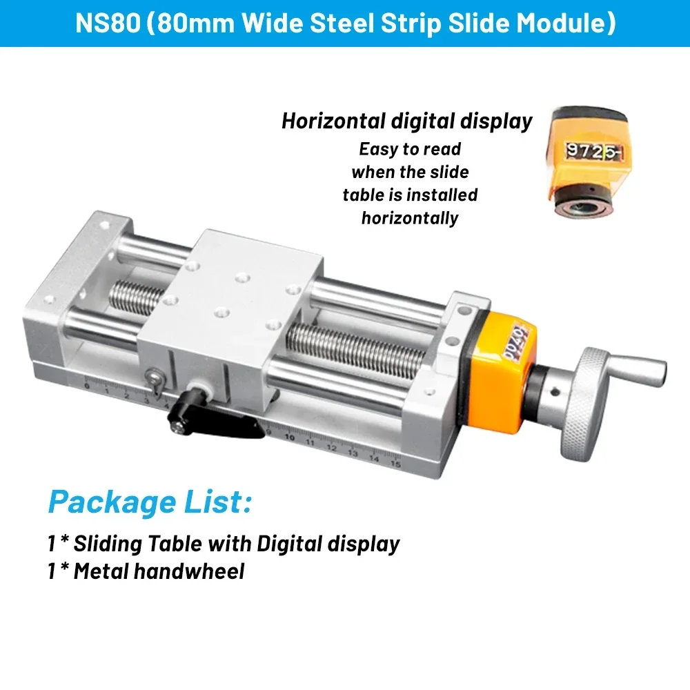 Imagem -04 - Módulo de Estágio de Trilho Linear de Mesa Deslizante Atuador Linear Manual tipo t Display Digital Eixo Xyz 80 mm de Largura