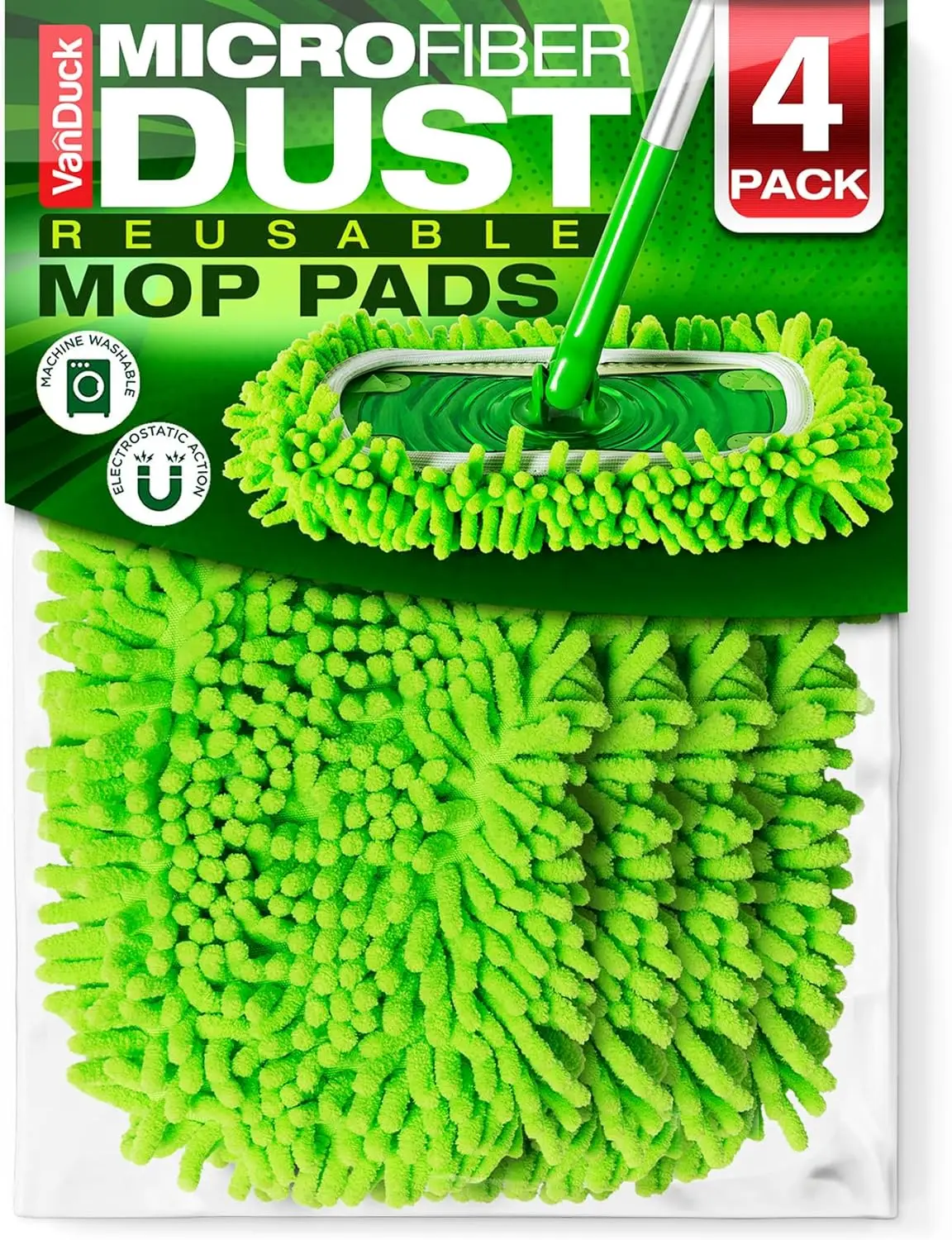 Dust Mop Refill Compatible with Swiffer Sweeper (4 Pack) - Microfiber Pet Heavy Duty Dry Cloth Refills - Reusable Mop Pad (Handle Is Not Included)