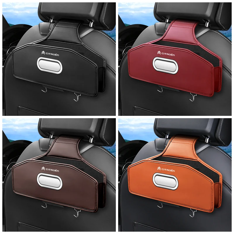 لسيتروين C3 Aircross C5 Aircross Berlingo SpaceTourer صندوق تخزين منظم المقعد الخلفي للسيارة مع صندوق مناديل وحامل أكواب
