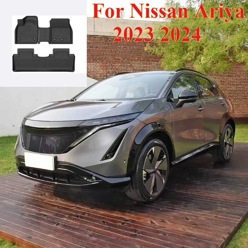 

3PCS All-Weather TPE Floor Mats & Cargo Liner for Nissan Ariya 2023 2024, Anti-Slip Waterproof Car Accessories Set in Black