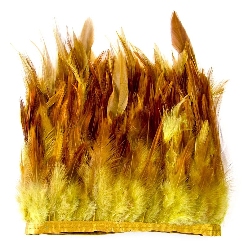 1 Meter 4-6 Inch Saddle Hackle Chicken Feather Fringe Feather Ribbon for Costume Coque Rooster Feather Trim DIY Crafts Sewing