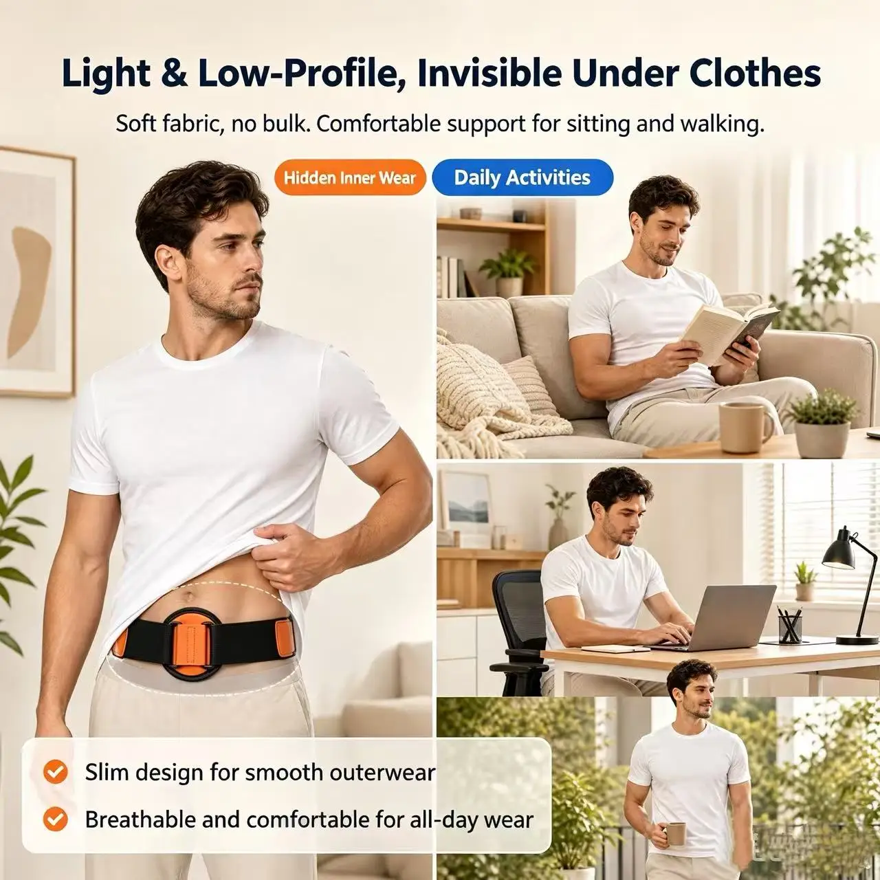 3 Colors Hernia Belt, Adjustable Abdominal Support Band for Adult Inguinal & Umbilical Hernia Brace, Men Women