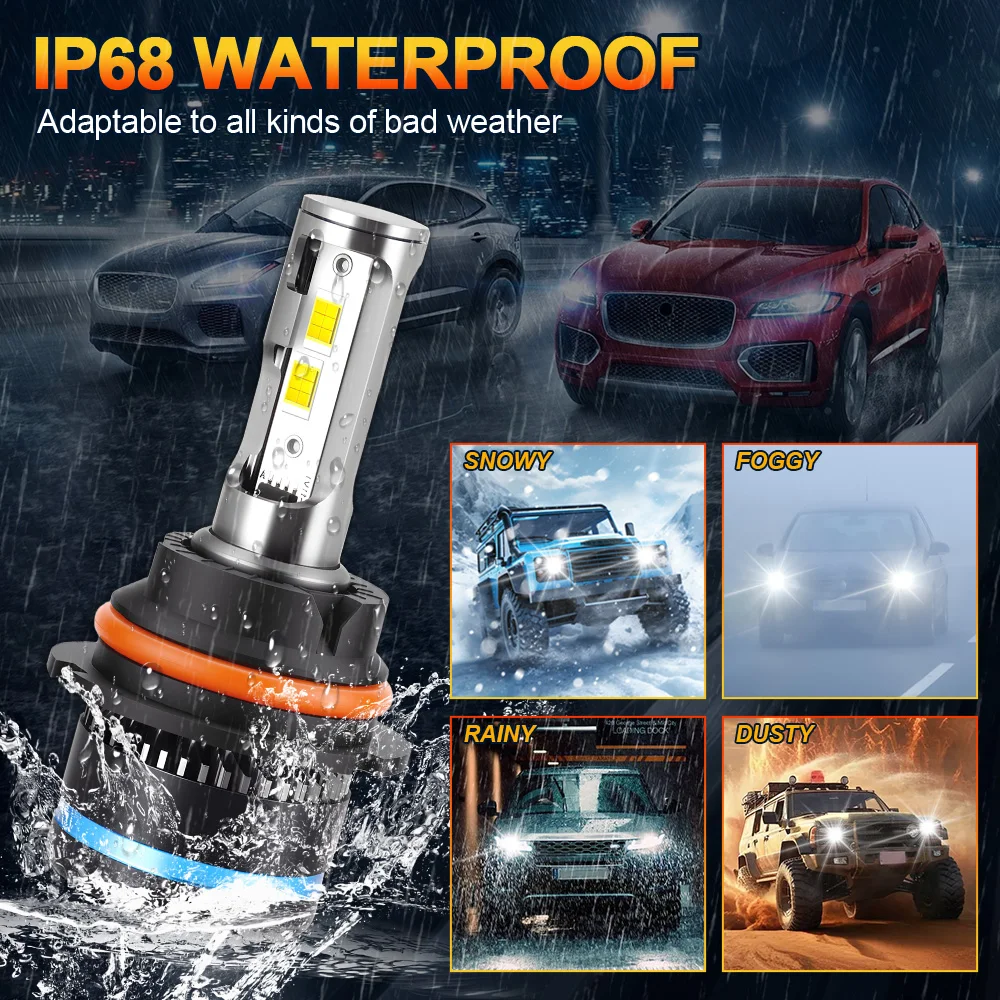 

140W 9007/HB5 Hi&Lo Beam Led Canbus Headlights 30000LM Super Bright 3570 CSP Turbo Lamps 6500k Car Light DC12V Headlamps