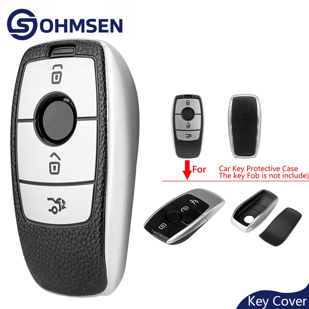 

OHMSEN 3-кнопочный брелок для ключей, защитный чехол для Mercedes Benz A B C E S G GLS CLA Class SLK CLA CLS GLA W213 ТПУ и кожа