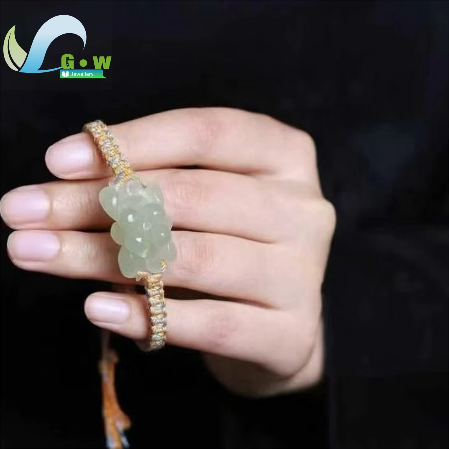 Natural Clear Water Jade Lotus Bracelet Women Carved Gemstone Wristband Handmade Jewelry Daily Wear Charm Gift For Her