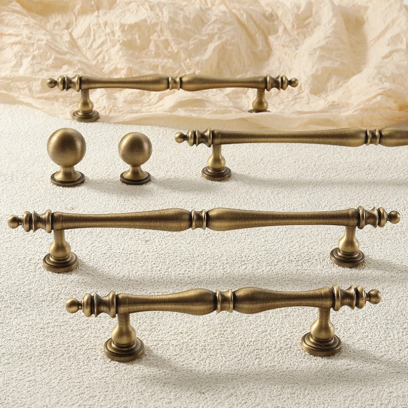 Nordic Solid Brass Furniture Handles Bronze Handles for Wardrobe and Drawer Hardware Fitting Kitchen Cabinet Drawer Handles