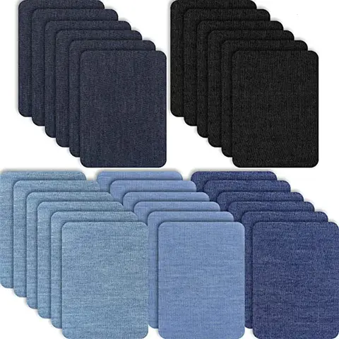 30 Parches de tela rectangulares termoadhesivos para jeans, ropa, costura, kit de parches DIY para reparación de prendas
