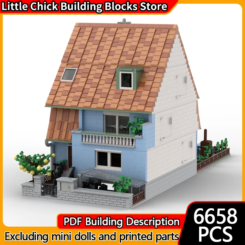 

Модель City Street View MOC, строительные кирпичи, террасный семейный дом, модульная технология, детские праздничные подарки, сборные игрушки, костюм