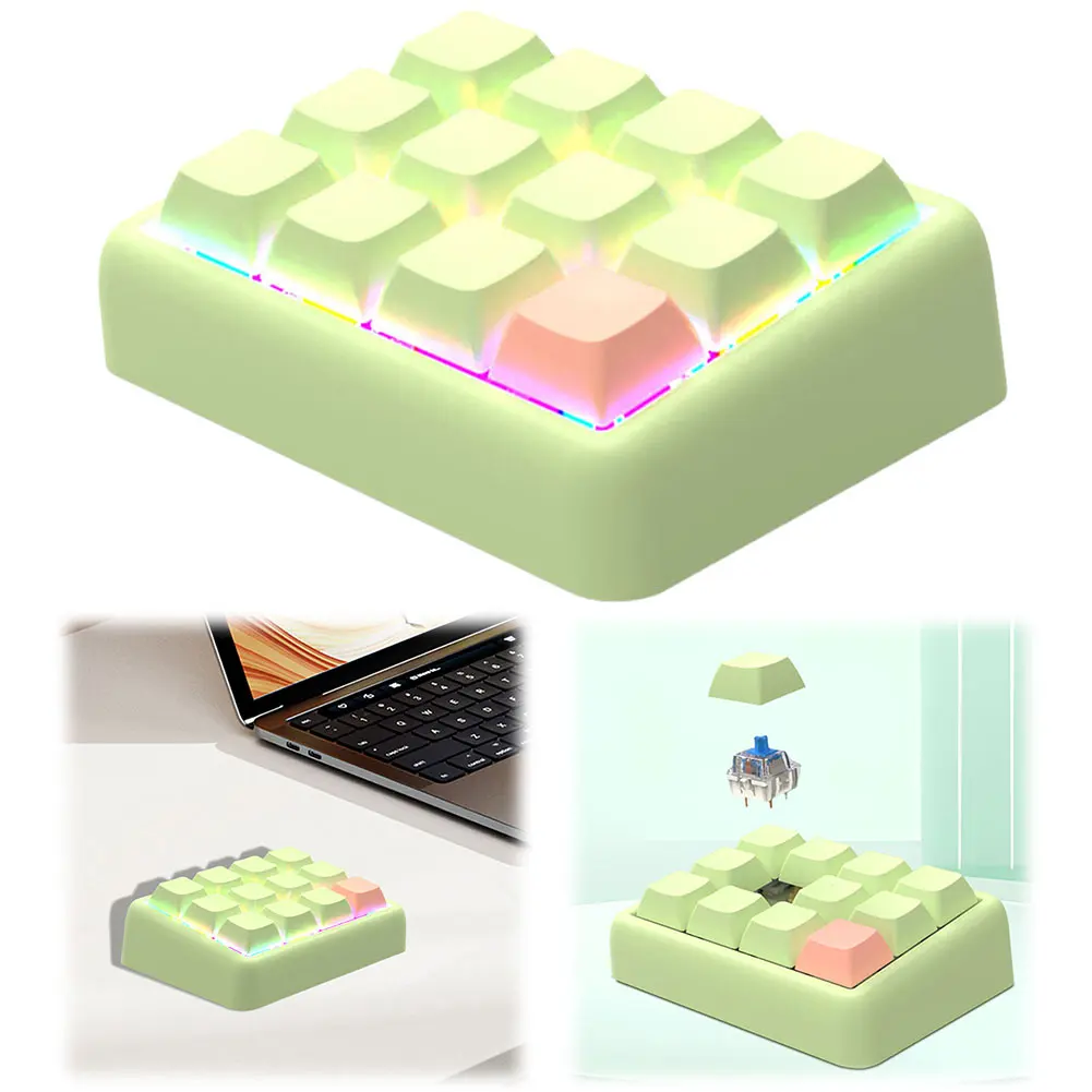 

12 Keys Mechanical Keyboard Wired Programmable Gaming Keyboard Mini Hot Swappable Keyboard for Working and Gaming