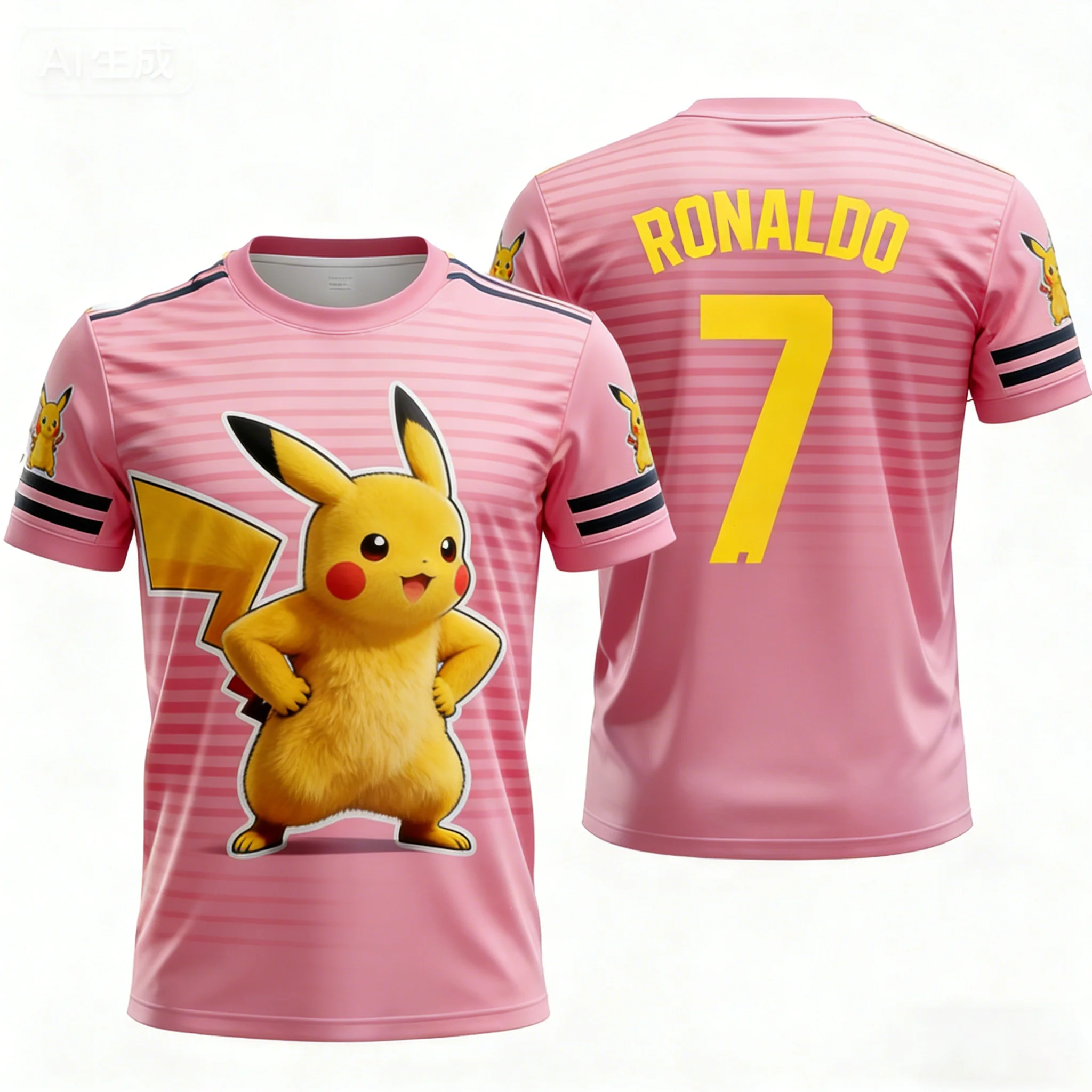 

2026 New Pikachu Special Edition Soccer Jersey T-shirt Ronald 7 men's/women's soccer Jersey T-shirt Children's Pikachu T-shirt