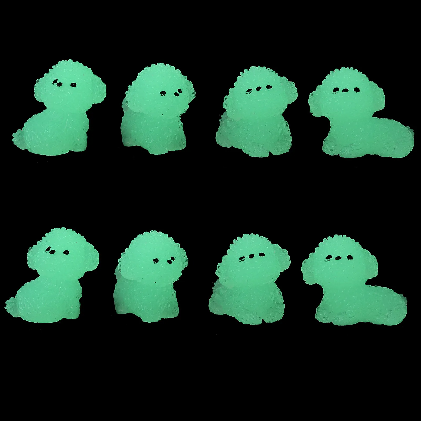 8Pcs Glow in The Dark Miniature Dog Statues Resin Garden Ornament for Mini Landscape Aquarium DIY Dollhouse Party Centerpiece