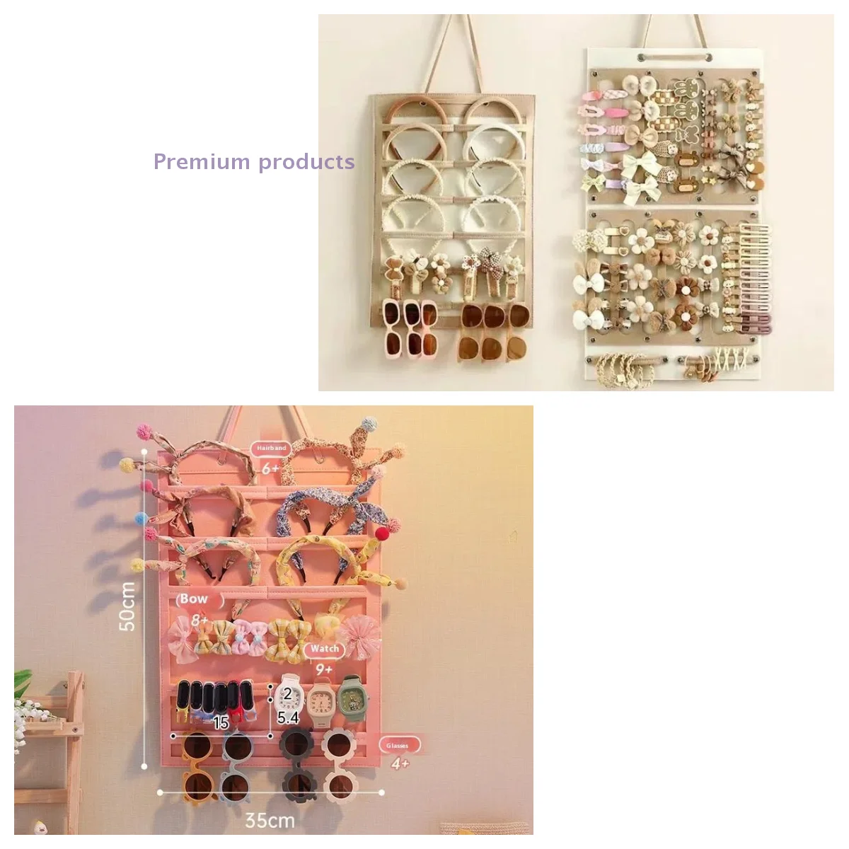 

1PC Large Capacity Hair Bows Organizer Wall Headband Holder Hair Clip Storage Hanger Jewelry And Accessory Storage Hanging Bag