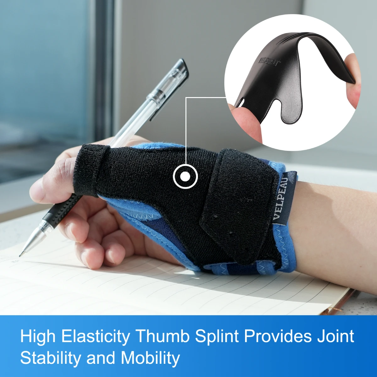 VELPEAU-Thumb Splint para dor artrite, tenossinovite, cinta com placa de suporte em forma de polvo, se endireita e esquerda