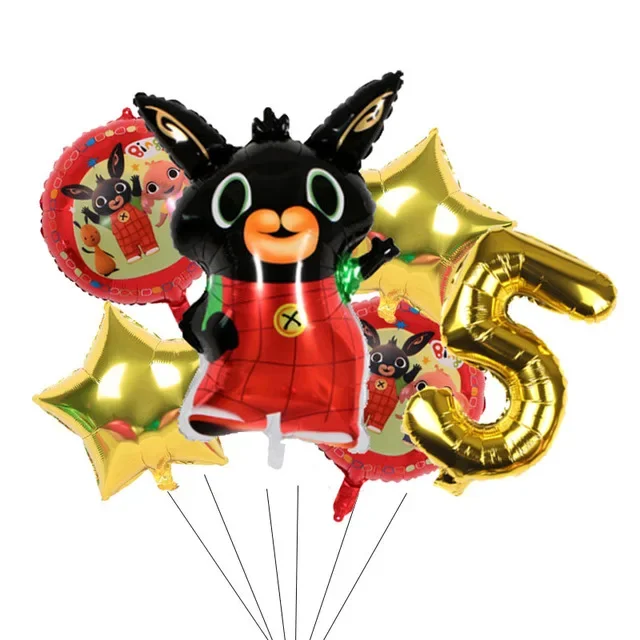 Cartoon Rabbit Birthday Number Balloons for Bings Red Rabbit 1 2 3th Foil Balloon Set Baby Shower Birthday Party Decoration