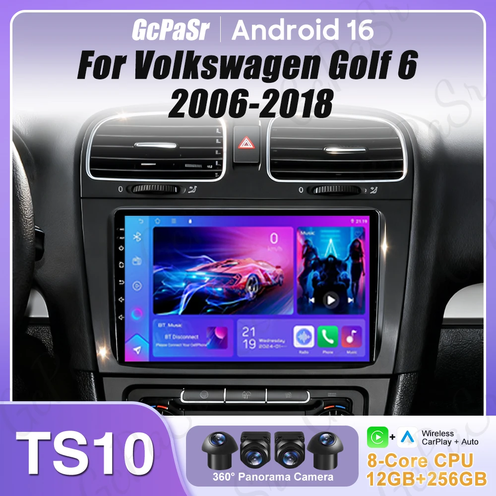 

Video For VW Volkswagen Golf 6 2008-2016 Android 16 Carplay GPS Navigation 5G Wifi DVD Car Radio Car Monitor DSP Display GPS 2k