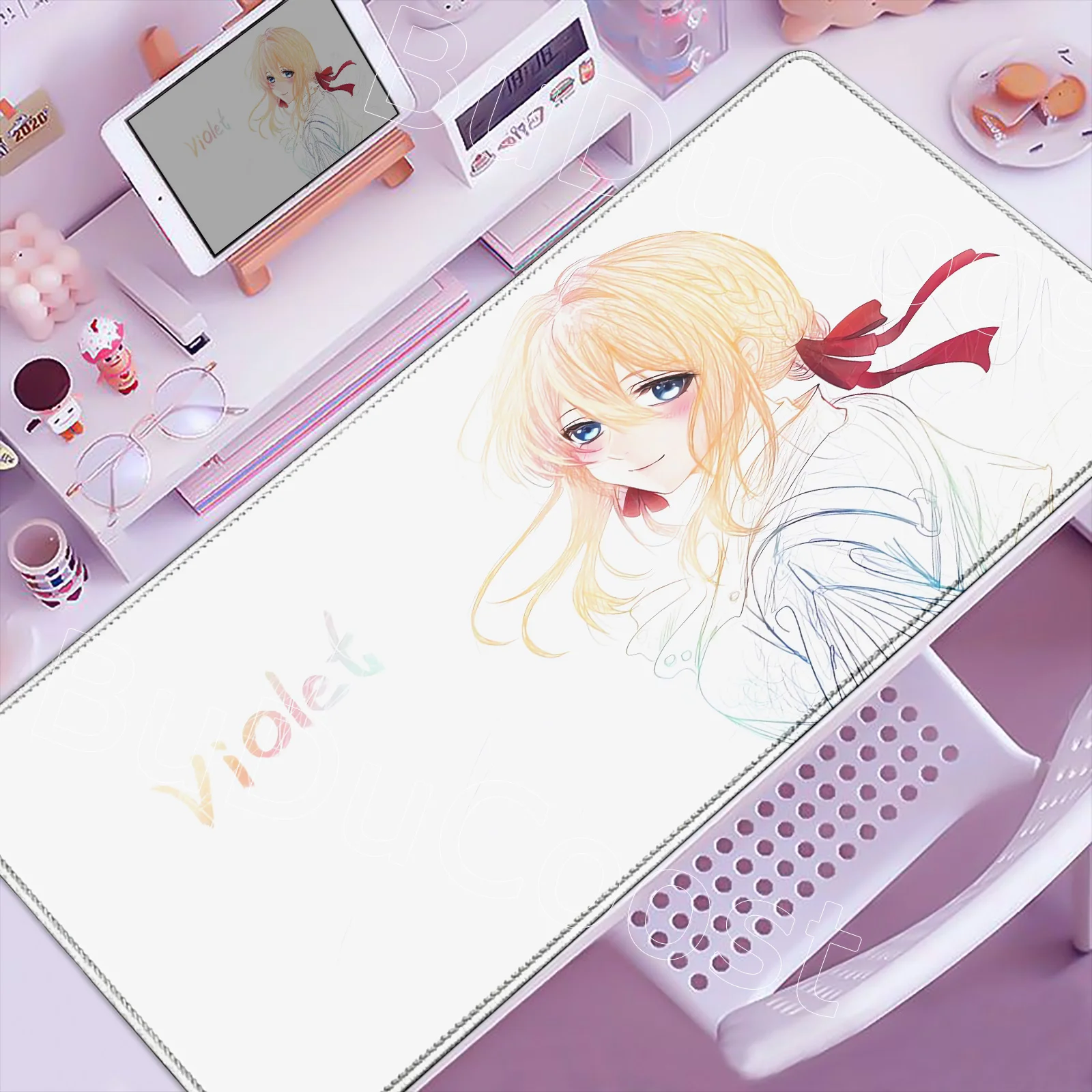 

Art Line Drawing Violet Evergarden Mousepads Pretty Girl Mouse Pad Anime Laptop Gaming 900x400mm XXL Computer Keyboard Desk Mat