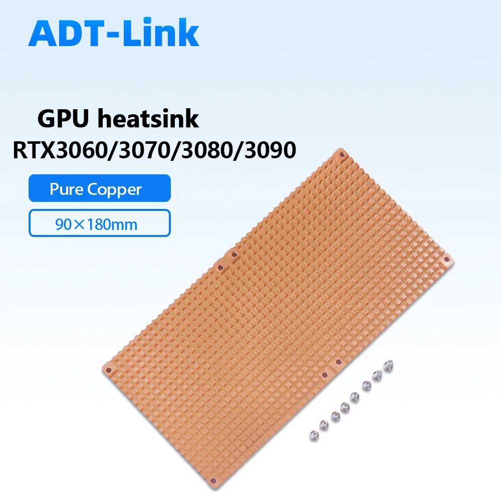 Pure Copper GPU Backplate Heatsink 90×180mm, VRAM Auxiliary Radiator, Support Fan for RTX 3060 3070 3080 3090 Graphics Card