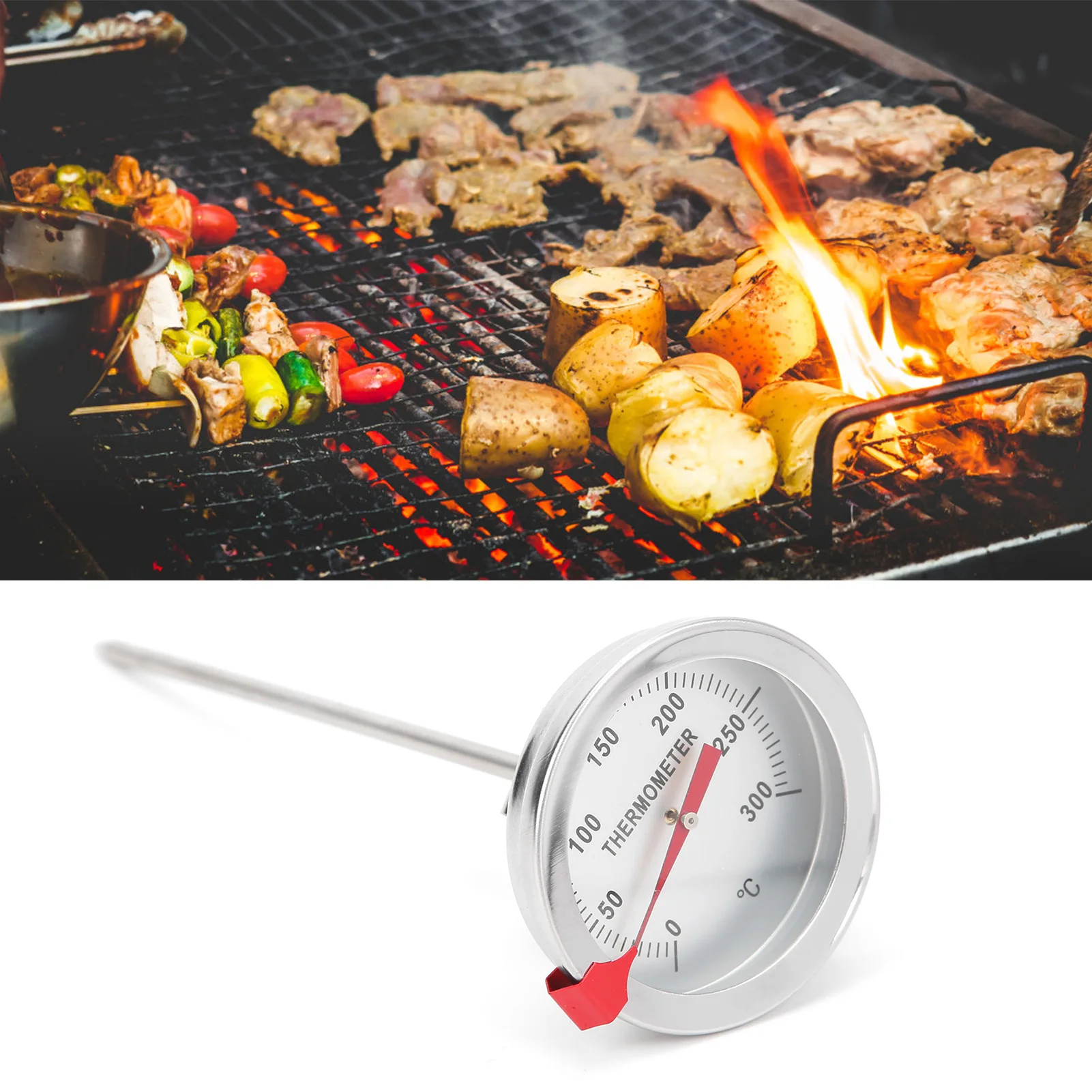 Bratthermometer, Edelstahl-Messwerkzeug mit 5 cm für Ölwanne TTE35125, Ölwannenthermometer, Bratthermometer