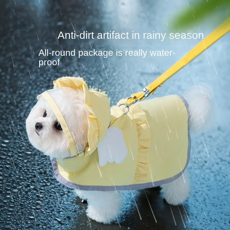 

Angel Wings Dog Raincoat Spring and Summer Rainy Days Waterproof Pet Clothes Small Dog Outing Cloak Poncho Supplies Accessory