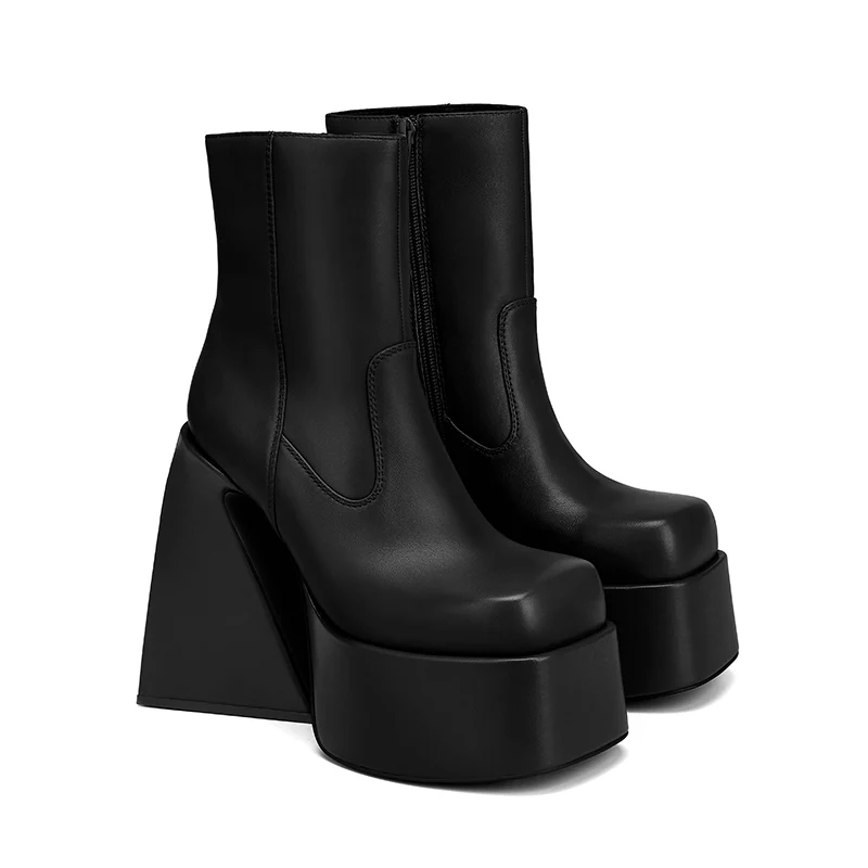 Plus Size43 Brand Design 2022 New Spring Short Boots Fashion Women\'s Knee High Boots Hoof Heels Platform Shoes Black White Red