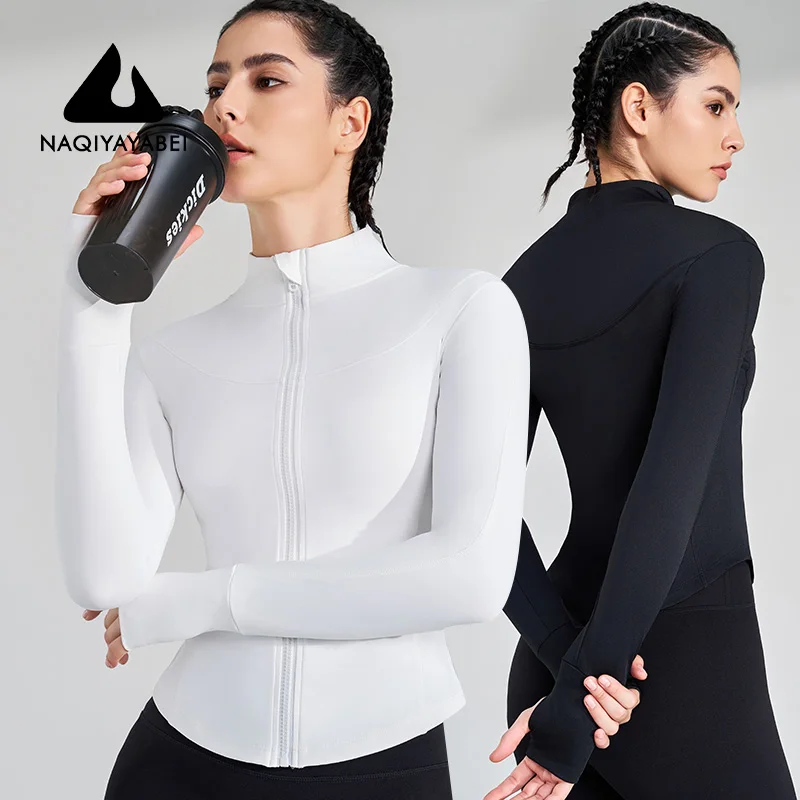 Women's sports fitness long-sleeved jacket new yoga tops slim sunscreen quick dry clothes