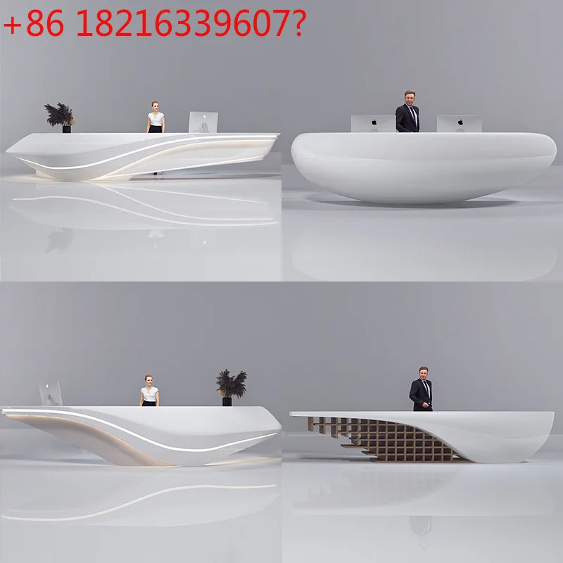 

Барная стойка для краски из FRP специальной формы, изогнутая простая стойка регистрации компании, касса в вестибюле отеля