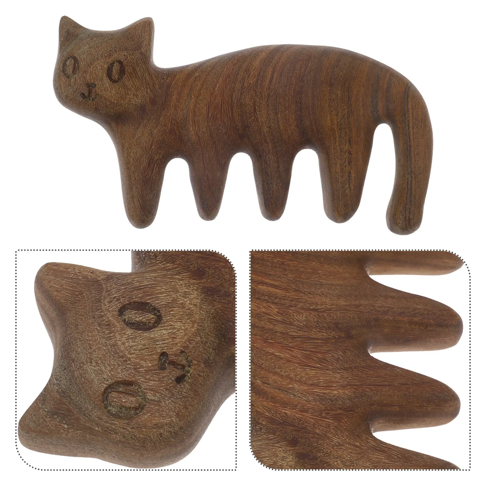 

Деревянная расческа в форме кошки с широкими зубьями, массажер для ухода за кожей головы, инструмент для массажа головы и акупунктурных точек, расслабляющая деревянная расческа