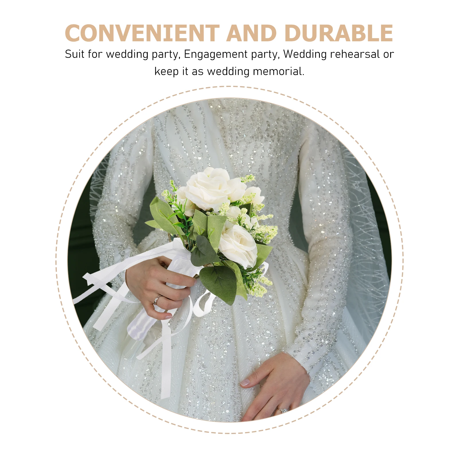 

Flash Bouquet of Flowers in Hand Mother Artificial Roses Ribbon Wedding Bouquets for Bride