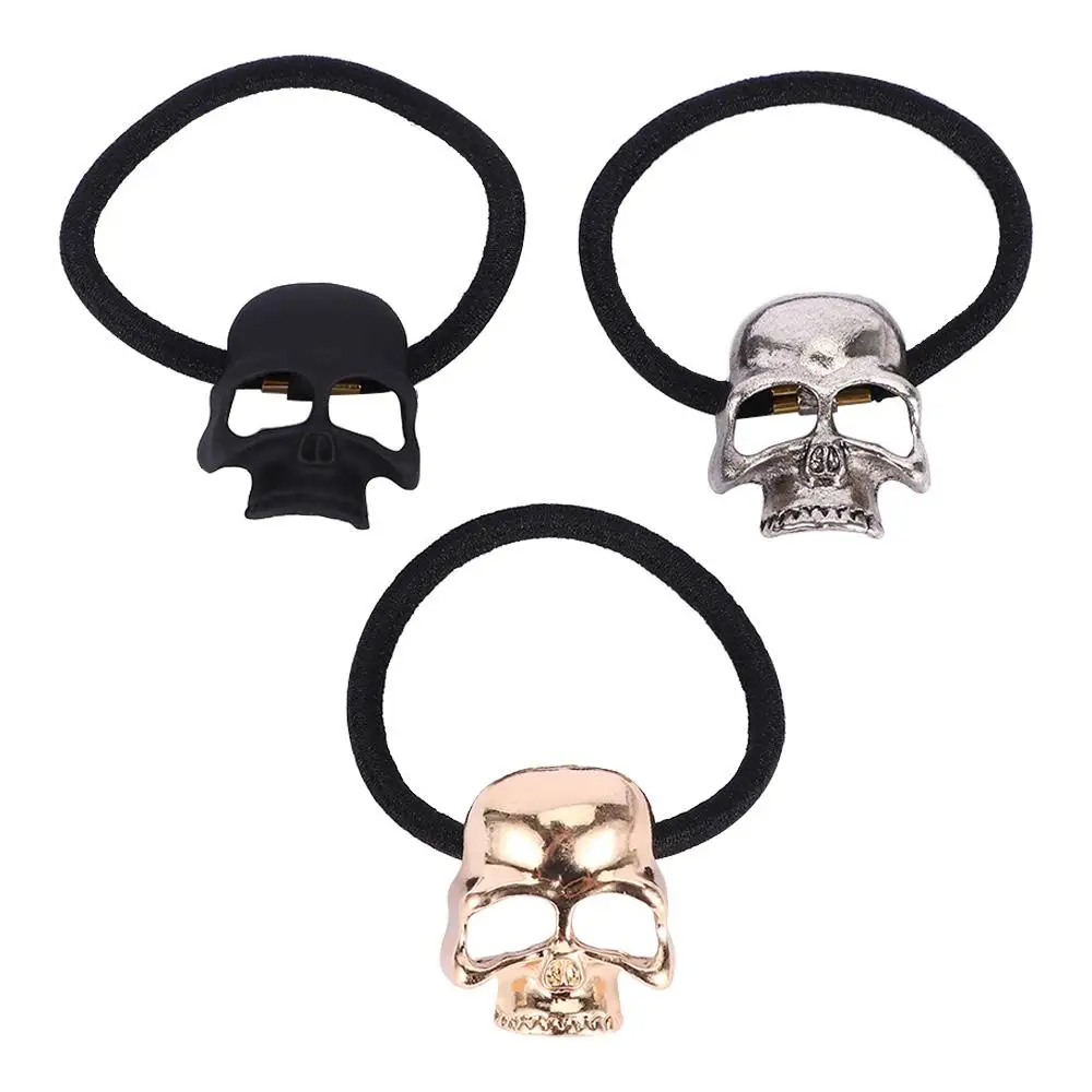 Fashion Vintage Punk Ponytail Rope Elastic Hair Rope Women Hairband Metal Skull