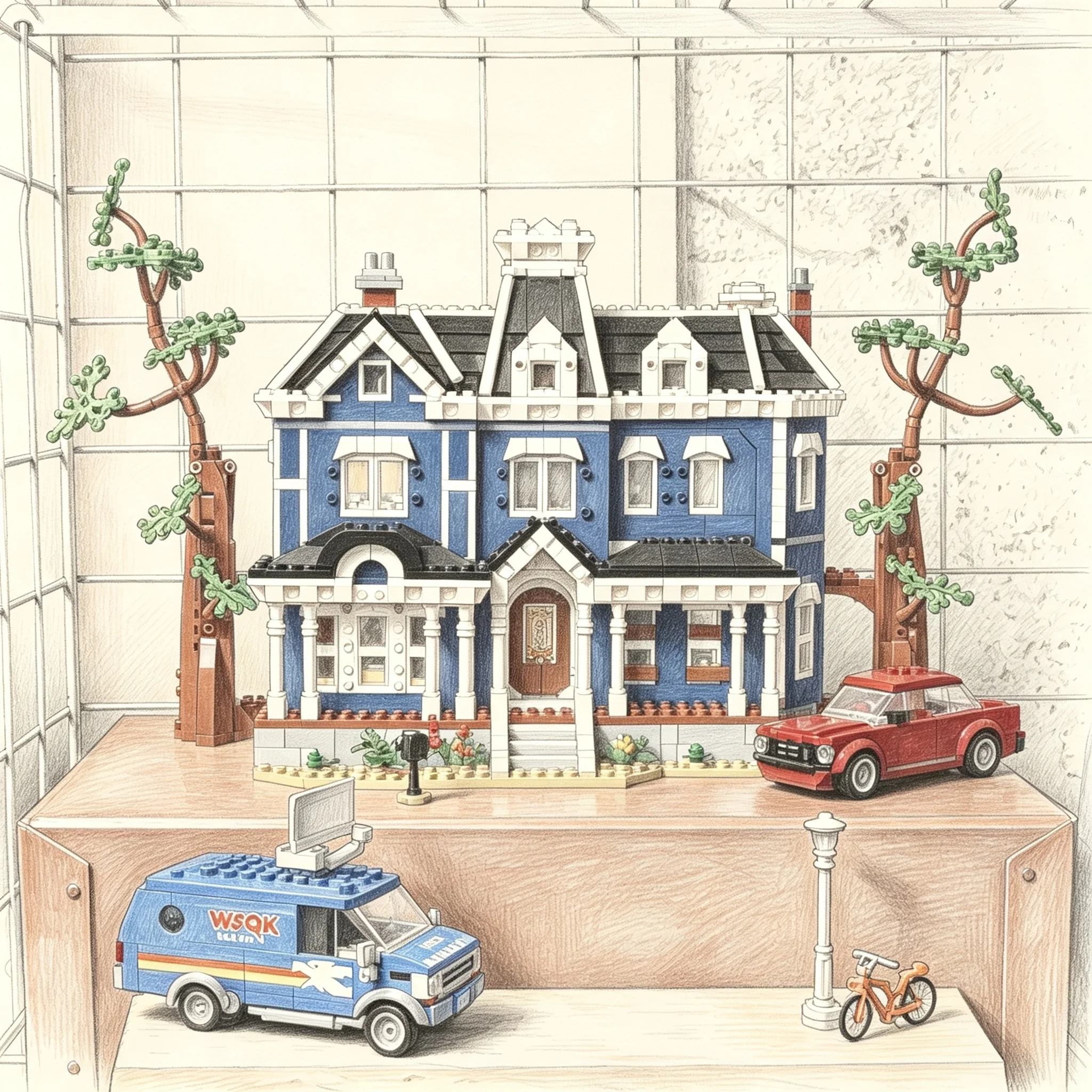 Movie house model assembly kit 2593 pieces building blocks building DIY assembly toy set