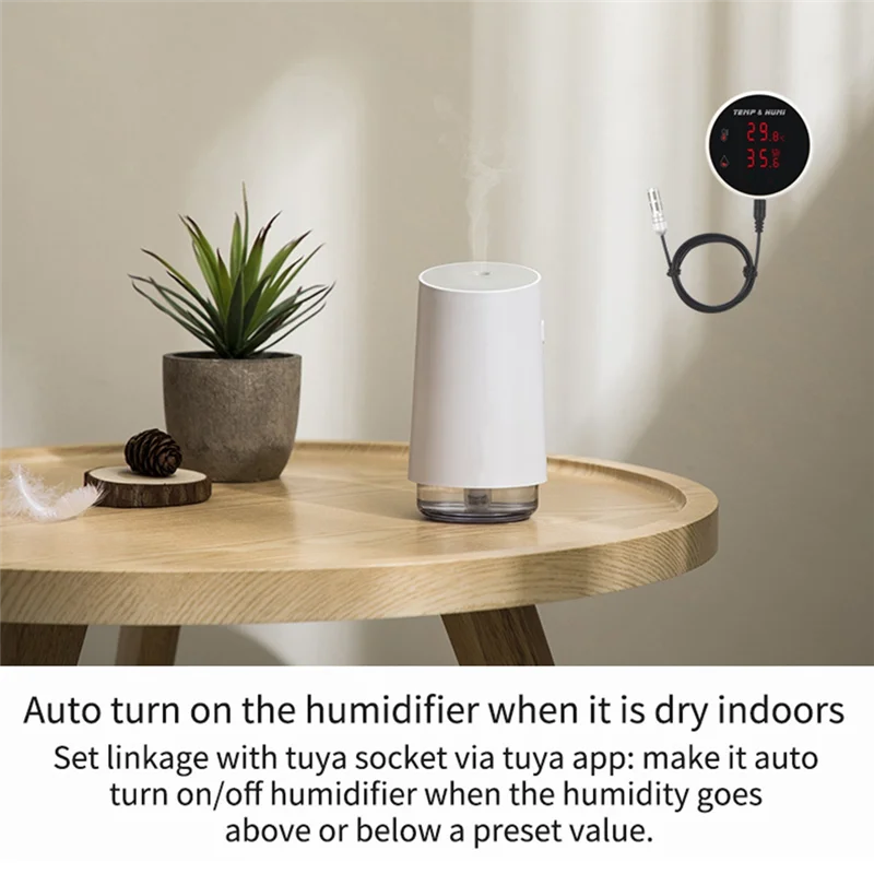 أفضل العروض تويا زيجبي إنذار استشعار درجة الحرارة والرطوبة مع شاشة عرض LED لتخمير الشتلات تربية الحيوانات