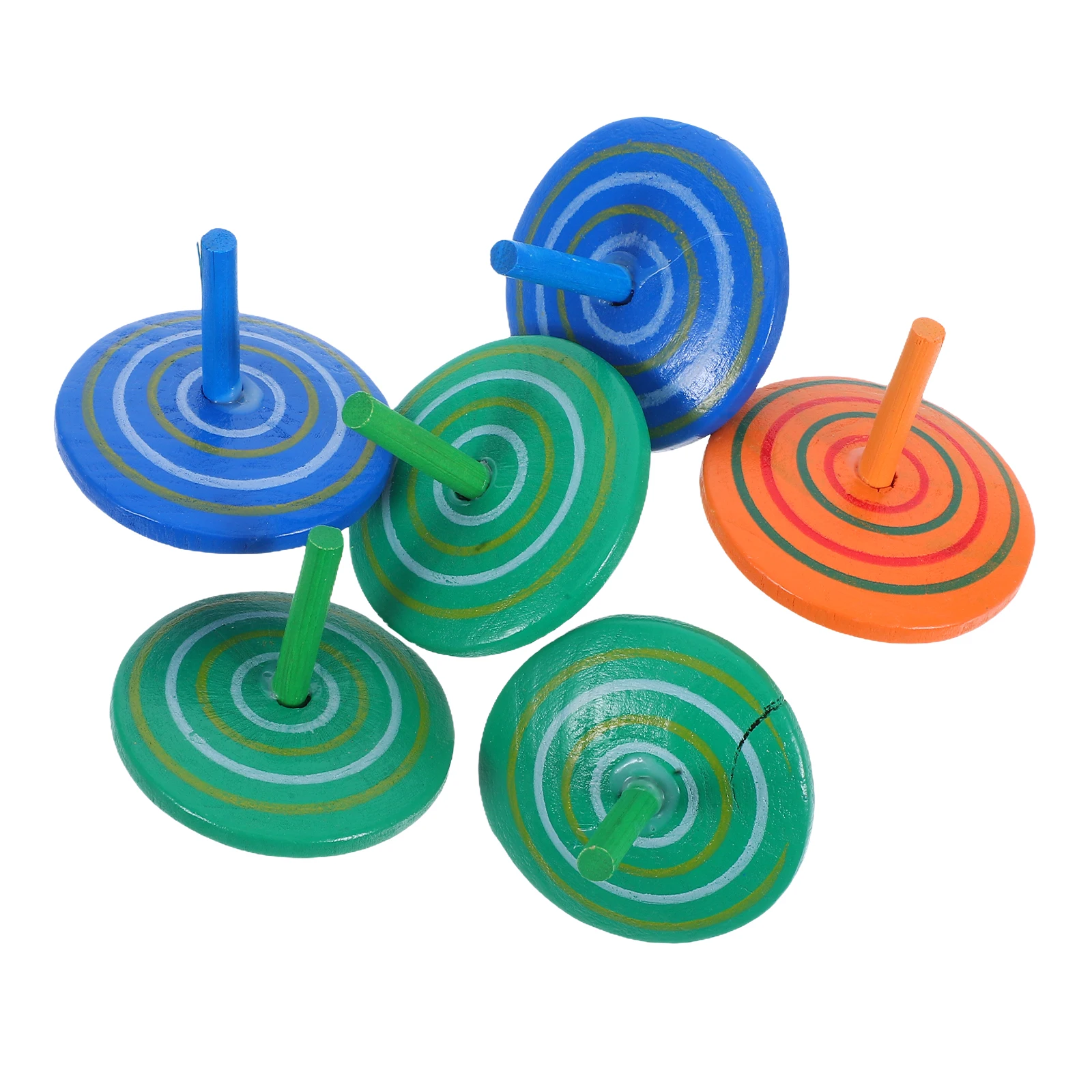 

6pcs Multicolor Wooden Tops Premium Educational Gift For Kids Fast Rotation Visual Effects Stress Relief Colorful