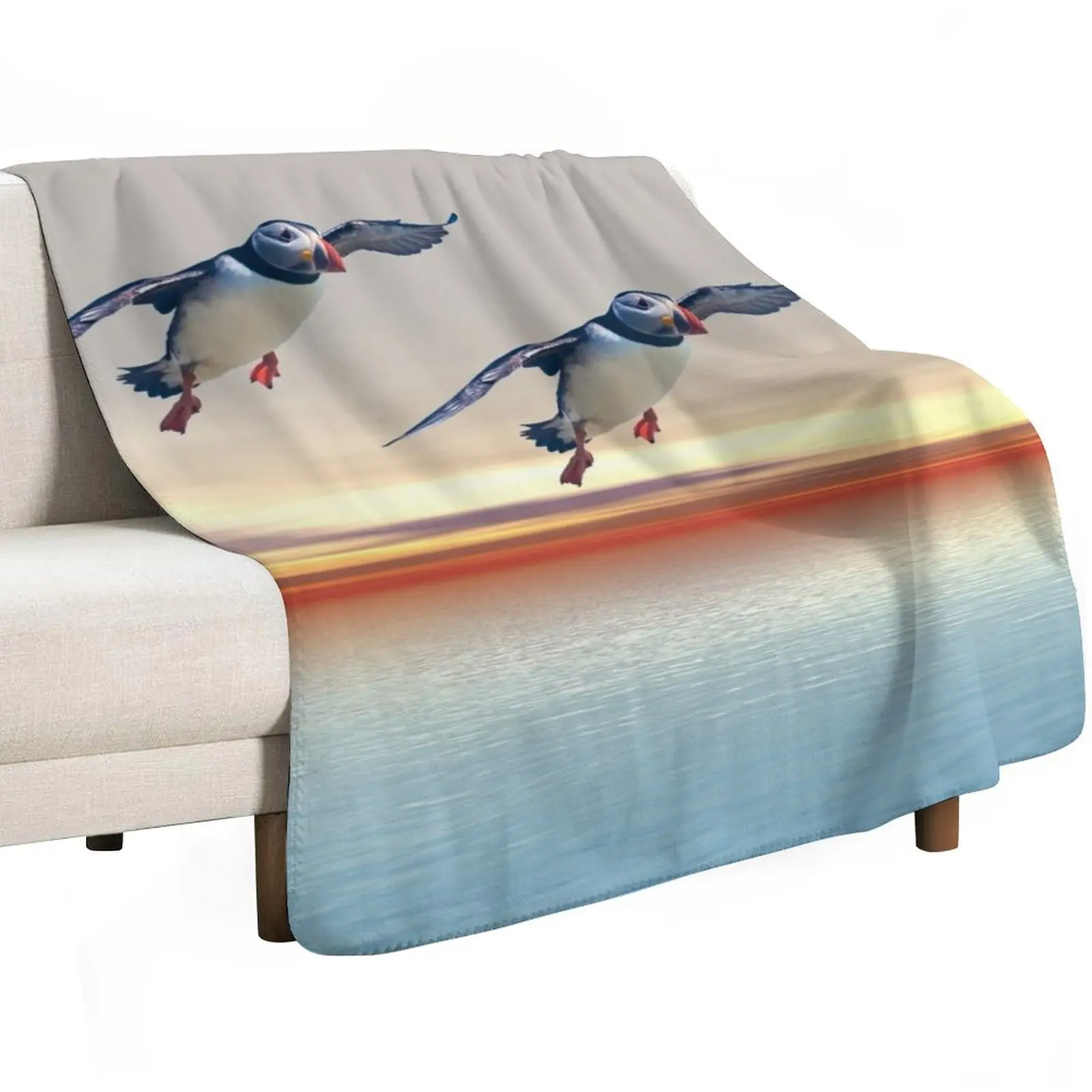 Puffins of the Atlantic Throw Blanket Cute funny gift Bed linens christmas decoration Soft Big Vintage Blankets