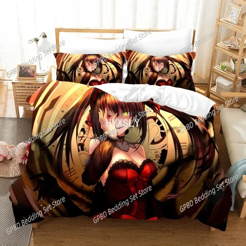 

Date A Live Comfortable Duvet Quilt Cover Pillowcase Bedding Set Children Bedroom Decoration Home Textile