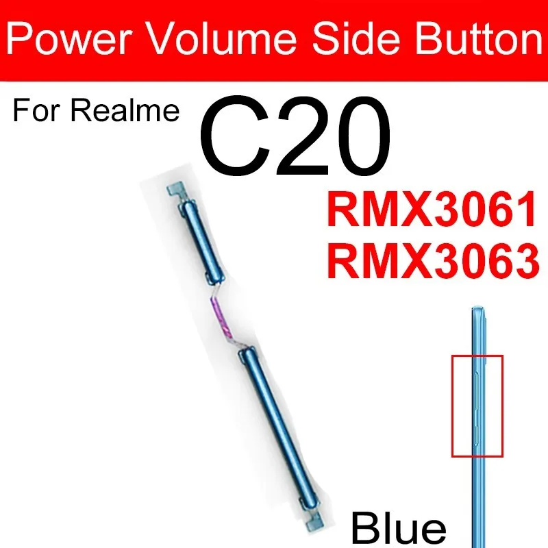 Power Volume Buttons Flex Cable For Realme C20 C20A C21 C21Y C25 C25Y C25S Side Power Volume Side On OFF Keys Spare Parts