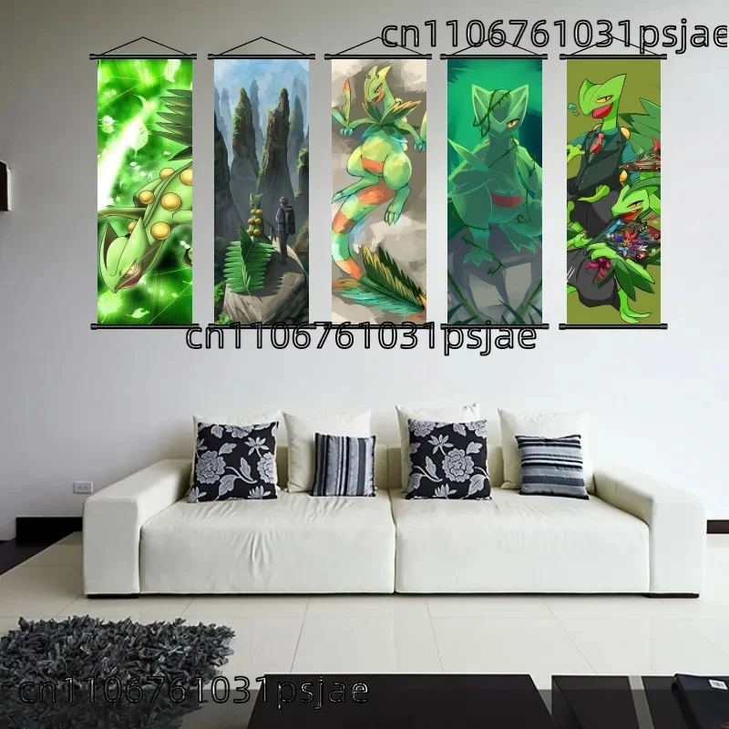 شعبية البوكيمون Sceptile Grovyle التمرير الفن القماش الجدار الشنق المشارك شخصيات كرتونية ديكور المشجعين جمع هدايا الطلاب