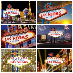 Las Vegas Theme Background City Night Scenes Casino Entrance Birthday Party Decoration Supplies Banner Photo Studio Vinyl Props