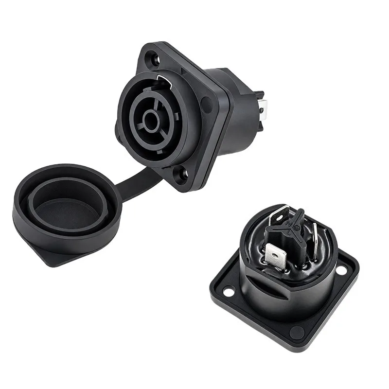 20A Power Connector Panel Mount Waterproof AC Power Inlet Socket Plug Adapter Air Tight Potted for Amplifier Equipment DIY