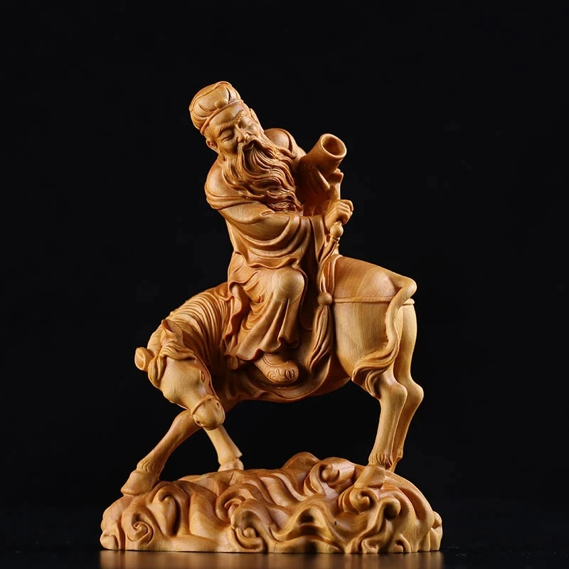 16CM Chinese BOJ Home Living Room Solid Wood Craft Creative Carving Ornament