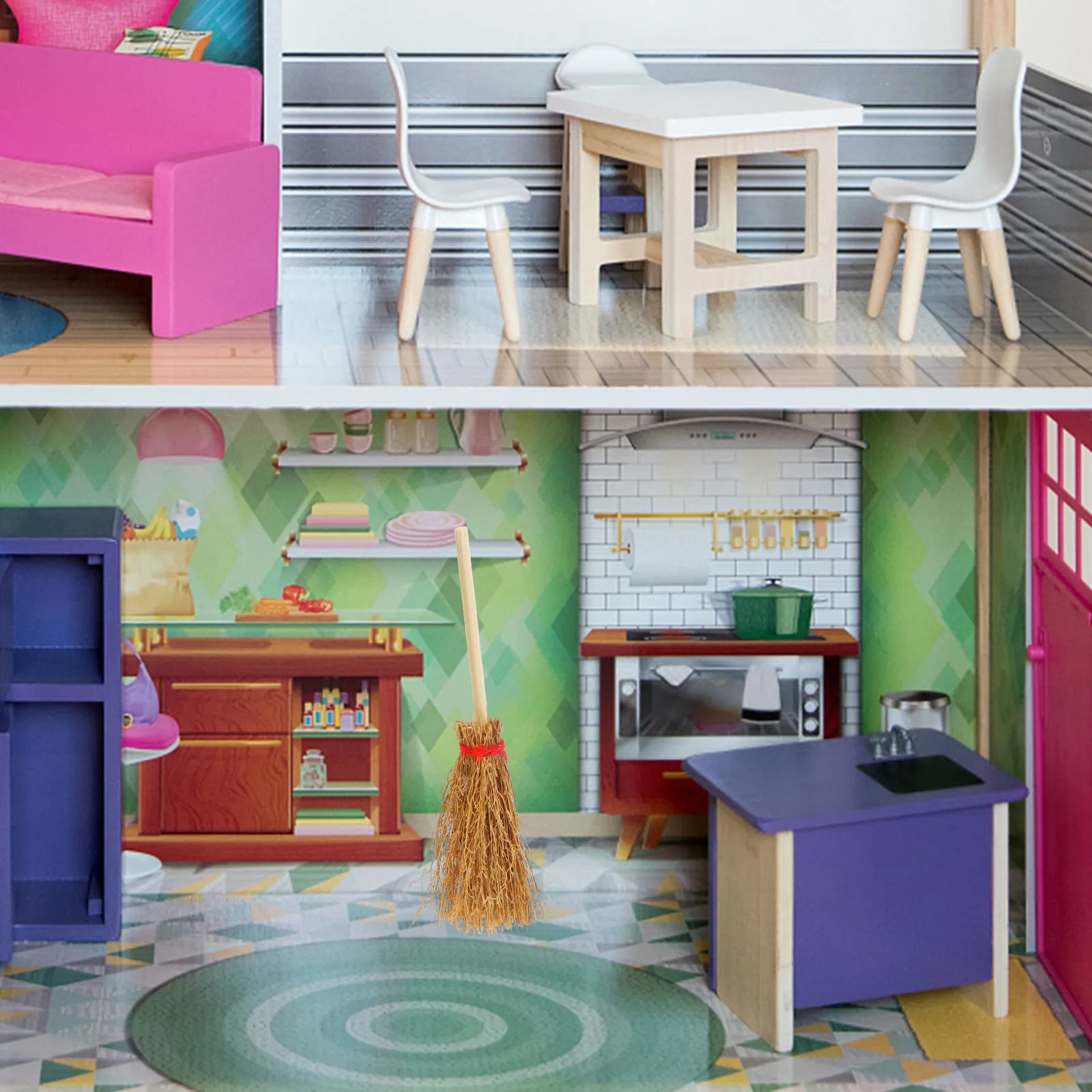 

Mini House Decor Accessories Tiny Broom Prop Realistic Simulation Broom for Dollhouse DIY Craft Room Decoration Play Scene