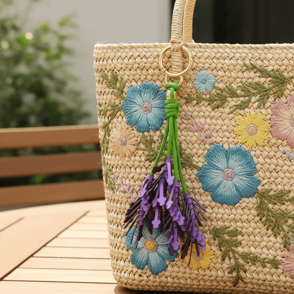 Multi-color Hanger Flower Pu Leather Pendant Handmade Cartoon Leather Keychain Fashion Creative Bag Pendant Car Accessory