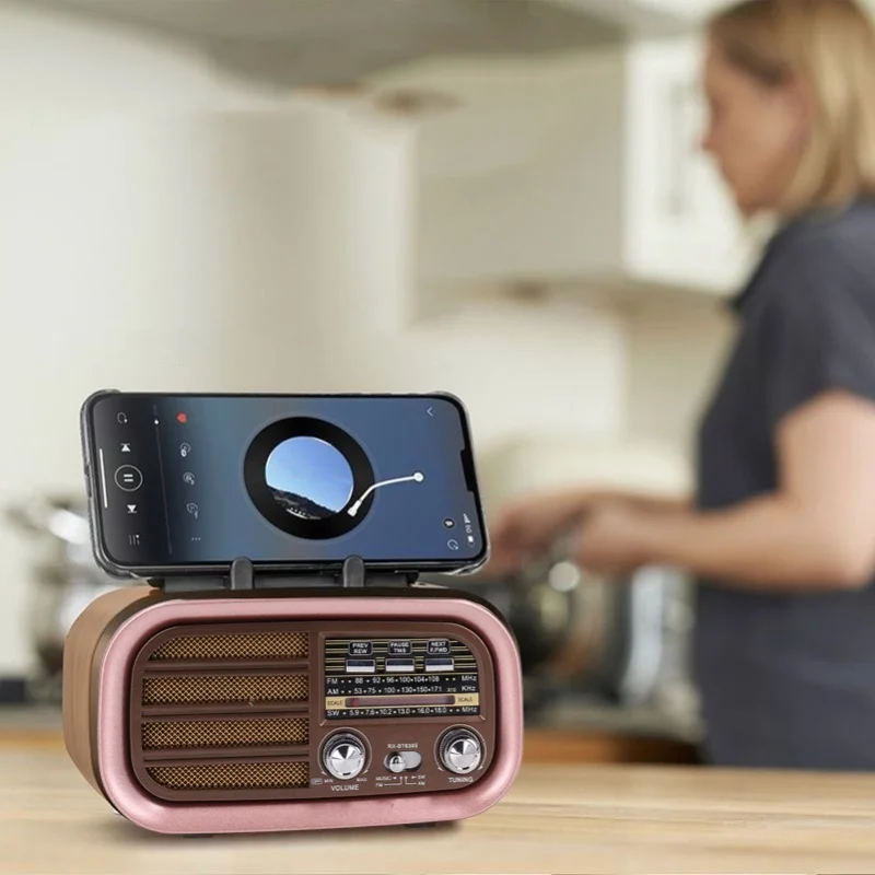 Piccola radio vintage retrò AM FM SW batteria ricaricabile portatile ad energia solare per campeggio domestico BT638S