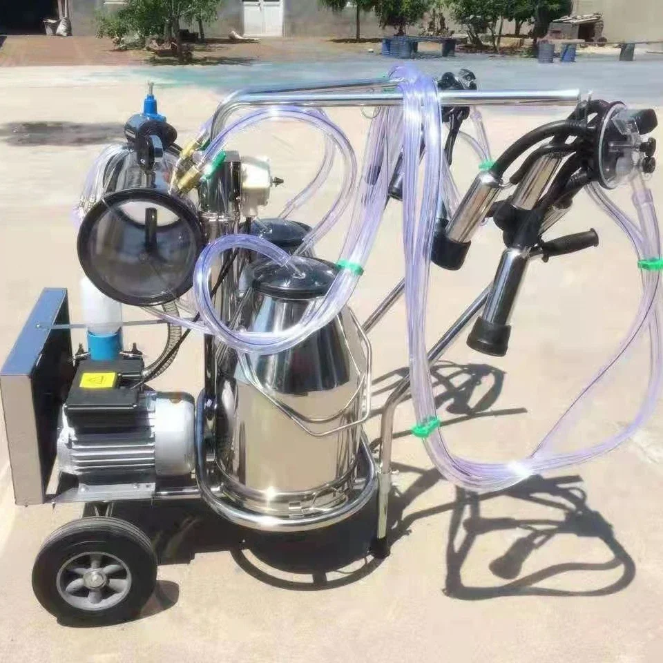 Portable cow/ goat/ Buffalo single head and double heads vacuum pulse milking machine for sale