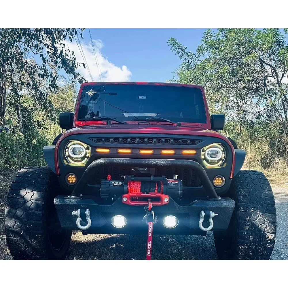 GRIPWAY 13500lb Waterproof Electric Red Synthetic Rope Winch with Hawse Fairlead, Infrared Remote Control