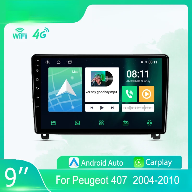

For Peugeot 407 04-10 Car Multimedia Player Android Car Player GPS WIFI Carplay 4G Car Radio Navigation Stereo Car Electronic