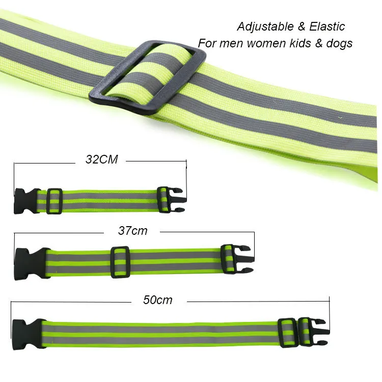 Reflective Band for Running High Visible Night Safety Gear for Arm Wrist Waist Ankle Adjustable Elastic Safety Reflective Belt