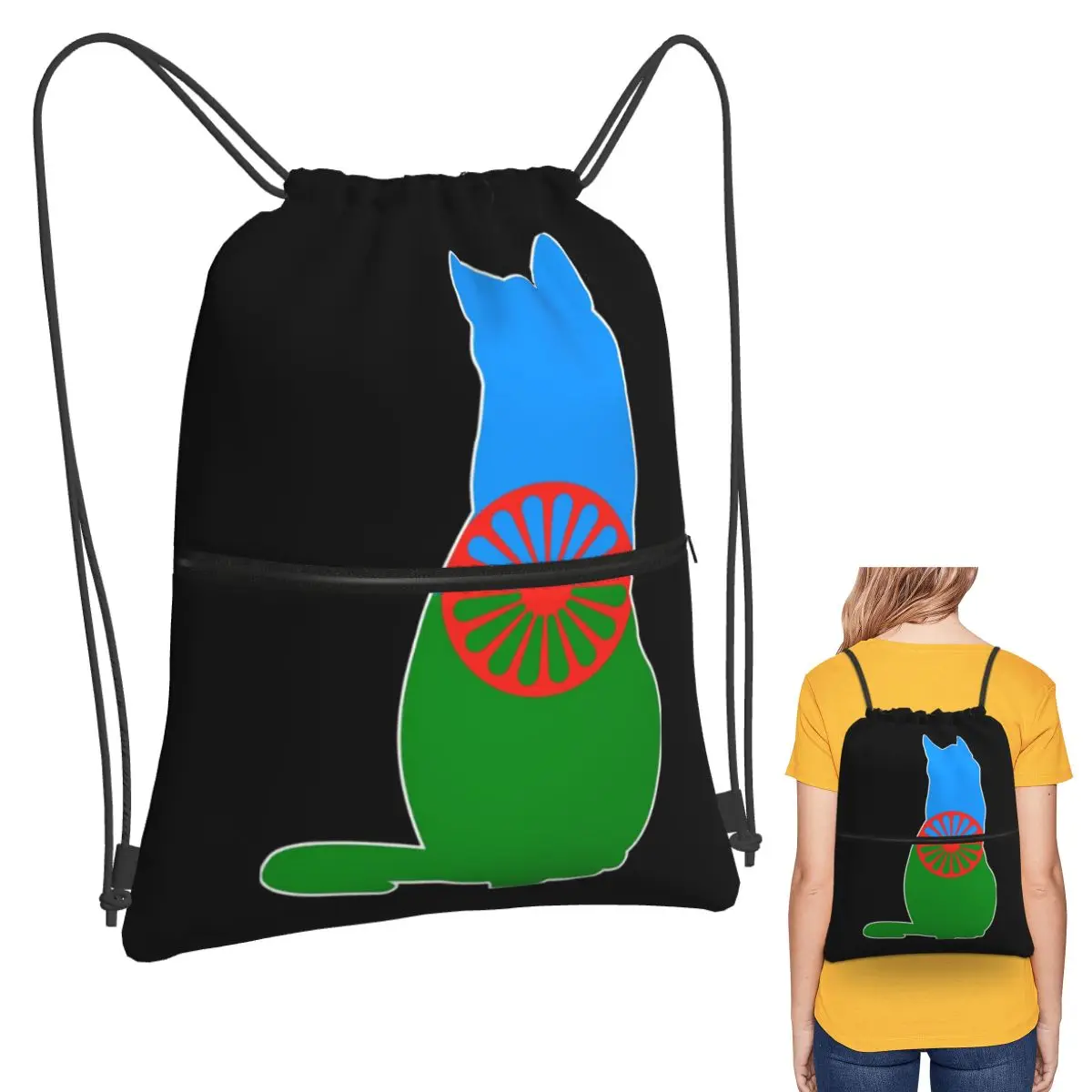 

Romany Gypsy Flag Backpacks Multi-function Drawstring Bags Sports Bag Book Bags for Travel School