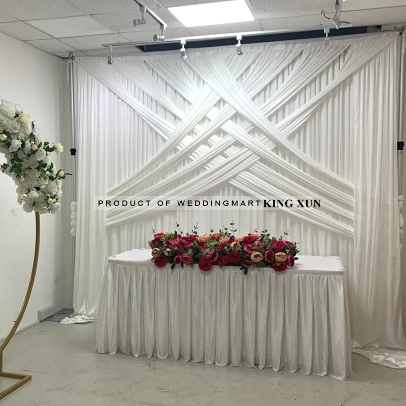 Crossed 10x10ft  Ice Silk Wedding Backdrop Curtain Stage Background Photo Booth For Event Party Decoration