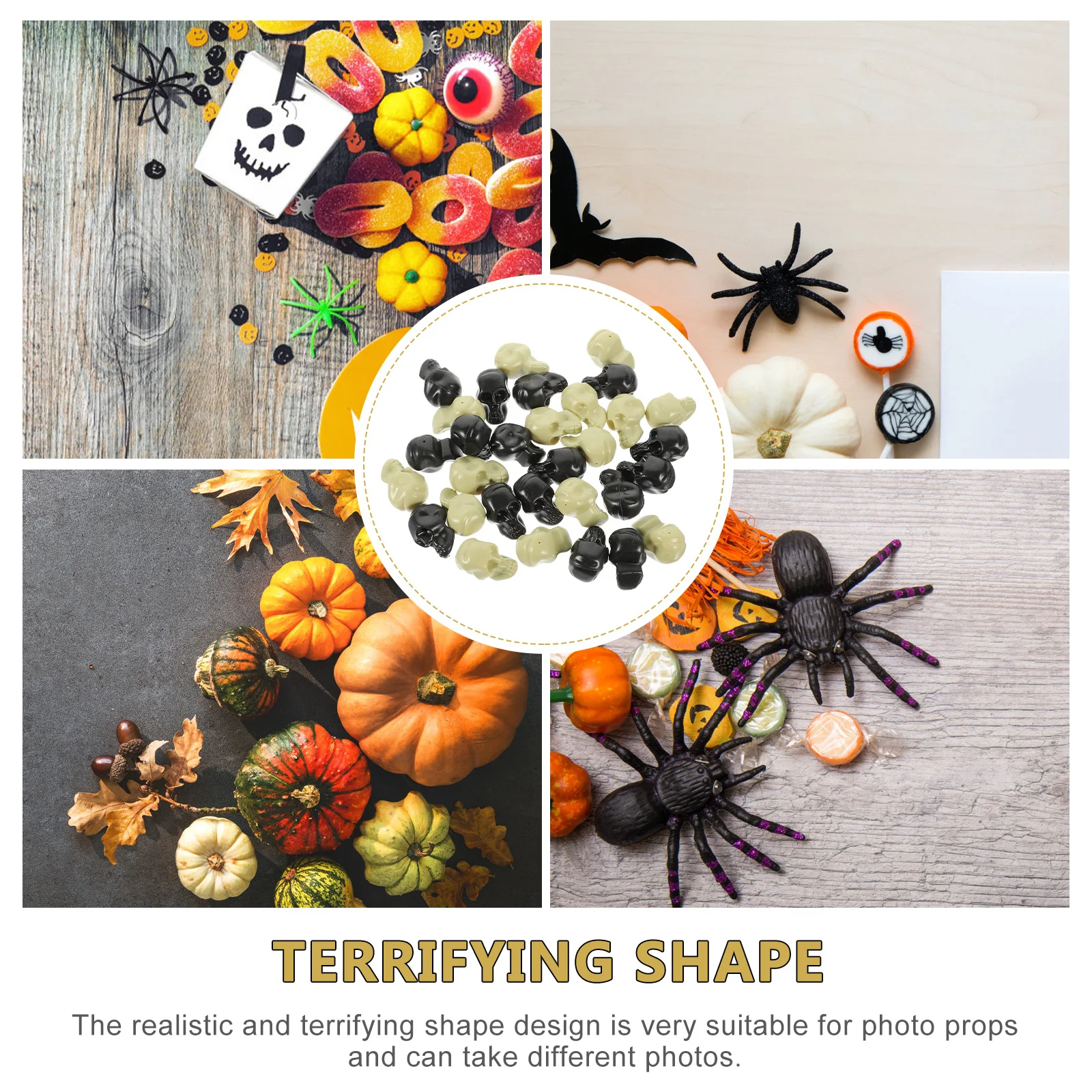 

30Pcs Mini Skull Heads Realistic Halloween Decoration Scary Tabletop Prop Haunted House Party Skull Ornaments Fake Skulls