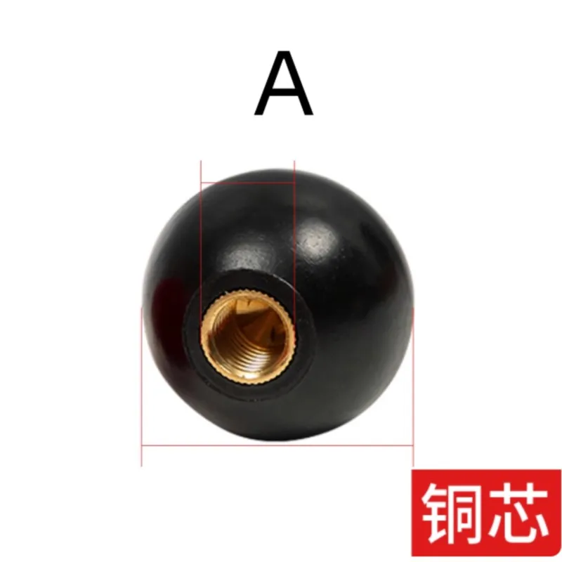 1/2/5Pcs M4/5/6/8/10/12/14/16 Black Red Copper iron Core Round Ball Bakelite Lever Knob Screw On Type Machine Tool Replacement